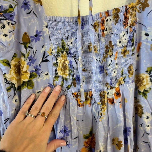 By Anthropologie Women’s Tiered Cap-Sleeve Dress in a lavender floral Cottage - Picture 5 of 8